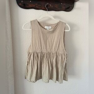 Faye Ribboned Vest, Beige Gingham